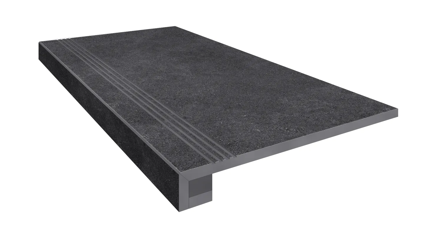 Ступени Комплект estima ln04 luna black (Ступень 33x120 непол. прямоугол. бортик с насечками + Подступенок 14,5x120) 33x120