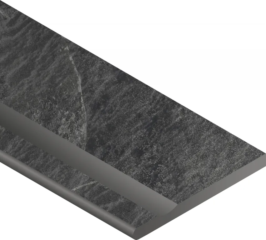 Бортик Италон Материя x2 Титанио с выемкой закругленный левый 620090001202 черный 30x120