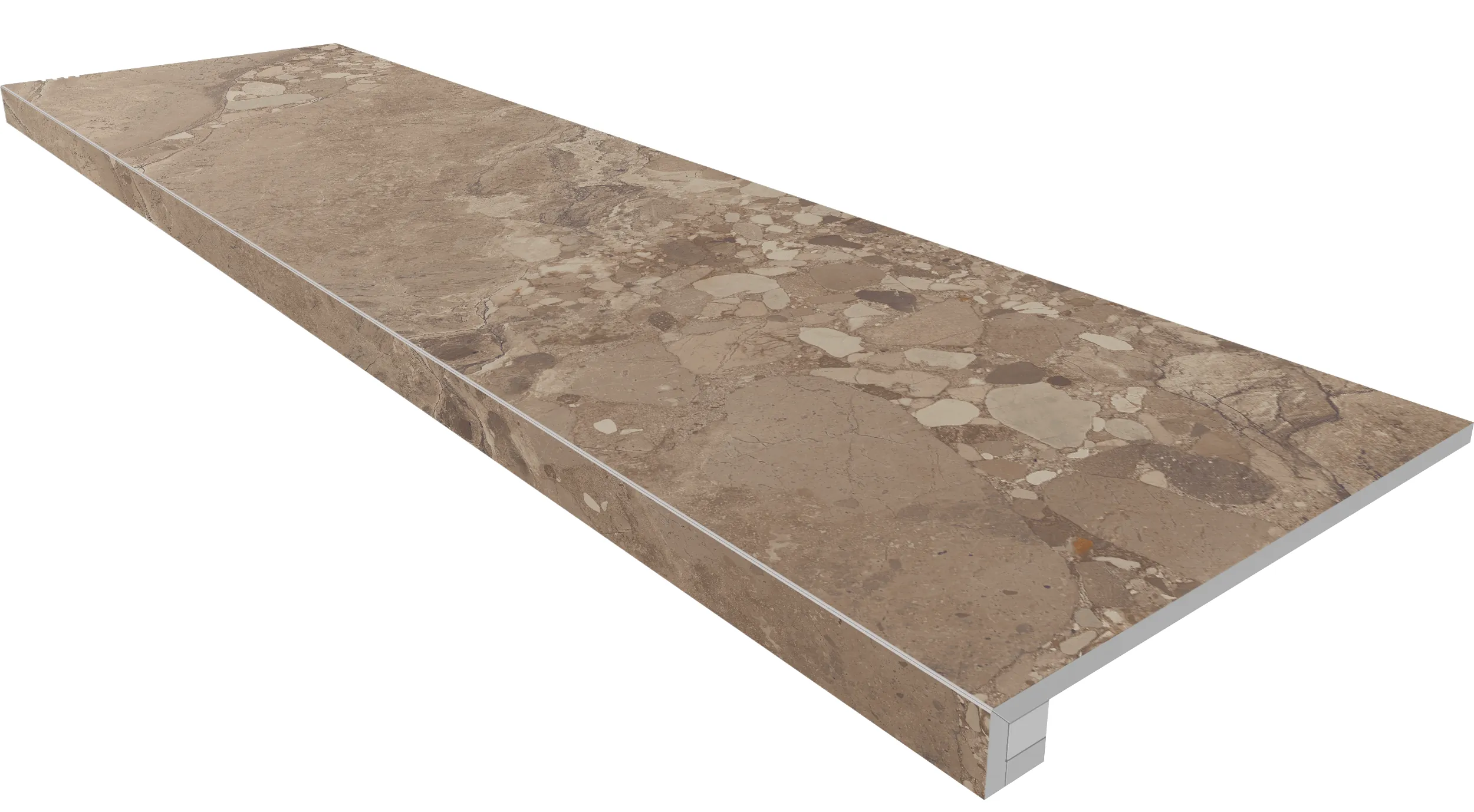 Ступени Комплект estima om03 ametis oceanmist brown (33x120 непол. прямоугол. бортик без насечек + Подступенок 14,5x120) 33x120