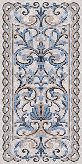 Керамическая плитка Мозаика синий декорированный лаппатированный 119,5x238,5