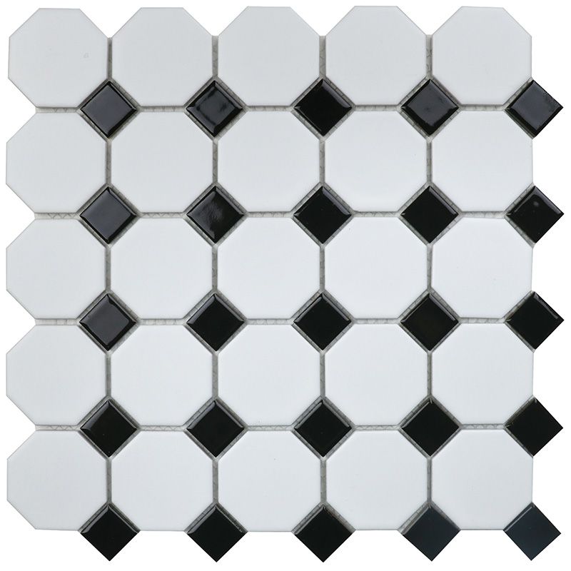 Мозаика octagon small white/black matt 29,5x29,5