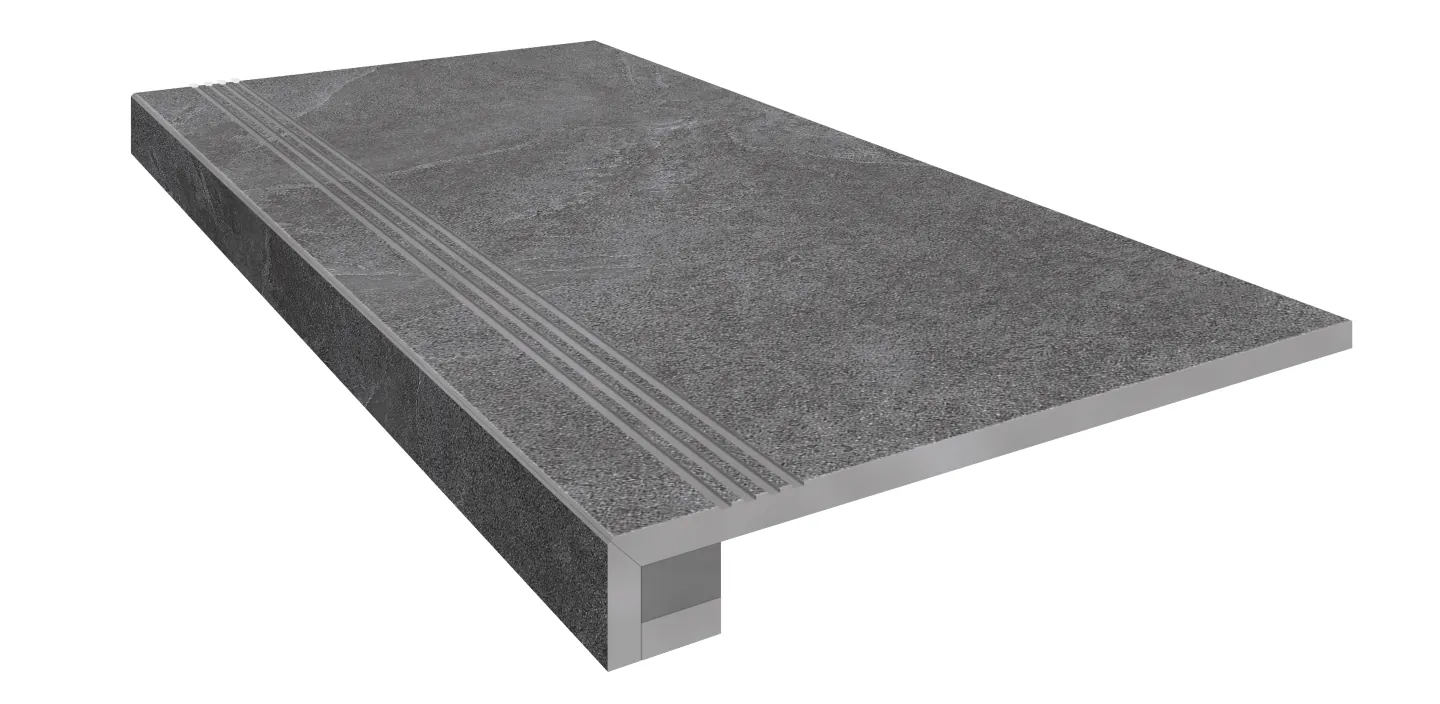Ступени Комплект estima te03 terra anthracite (Ступень 33x120 непол. прямоугол. бортик с насечками + Подступенок 14,5x120) 33x120
