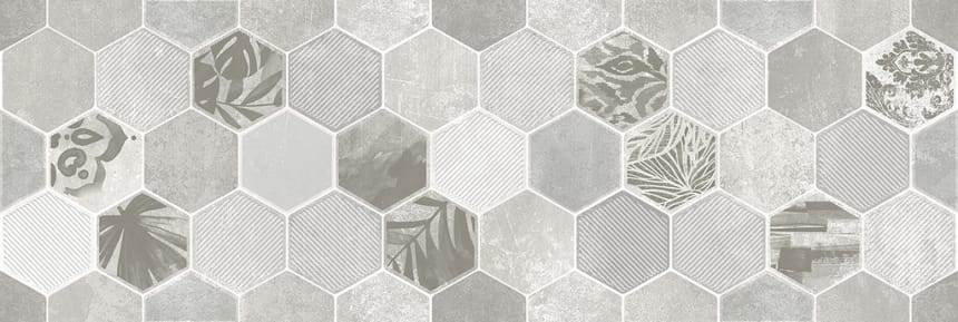 Керамическая плитка Гексацемент декор светло-серый 20x60