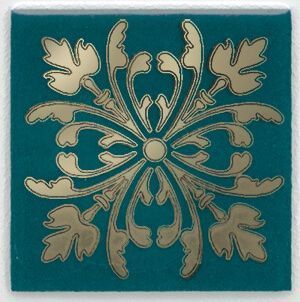 Керамическая плитка Вставка Клемансо зелёный темный 4,9x4,9