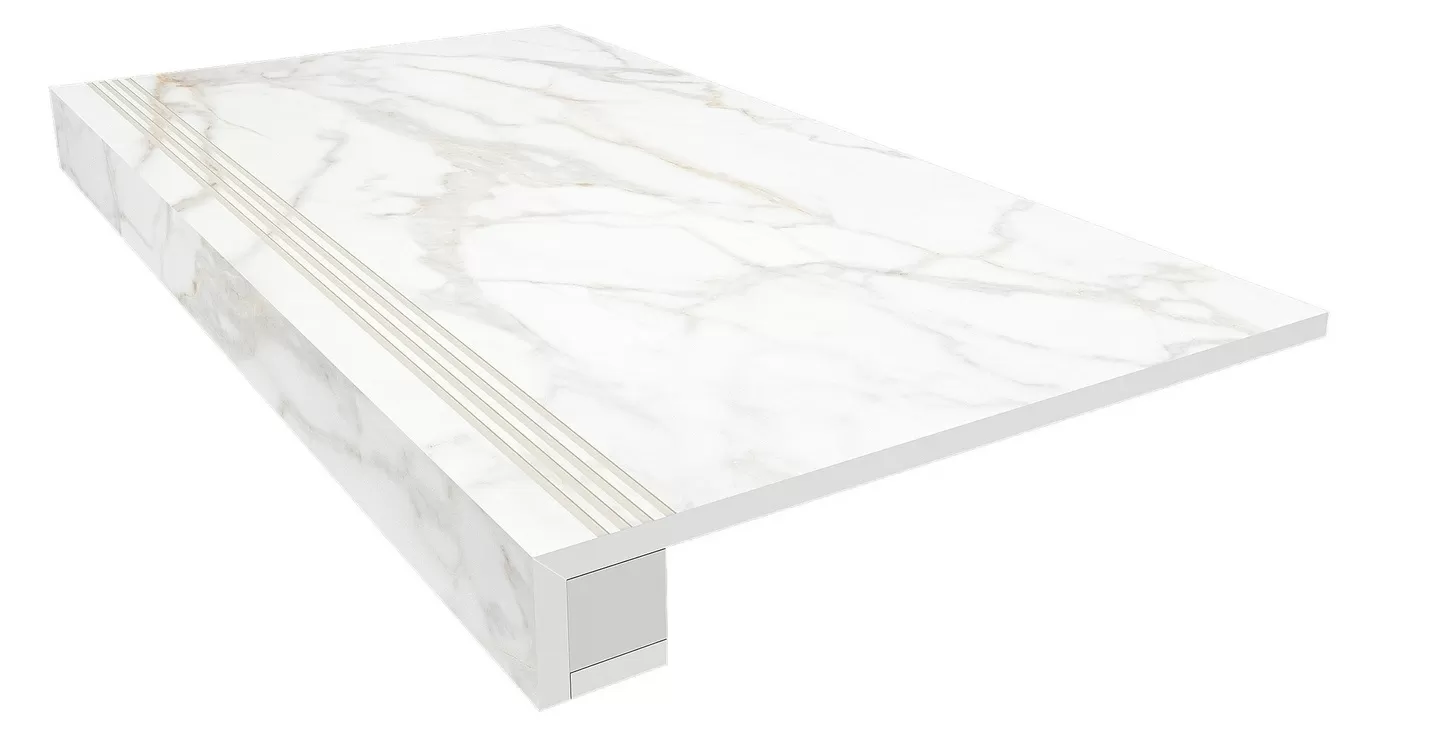 Ступени Комплект estima sm02 ametis supreme gold (33x120 непол. прямоугол. бортик с насечками + Подступенок 14,5x120) 33x120