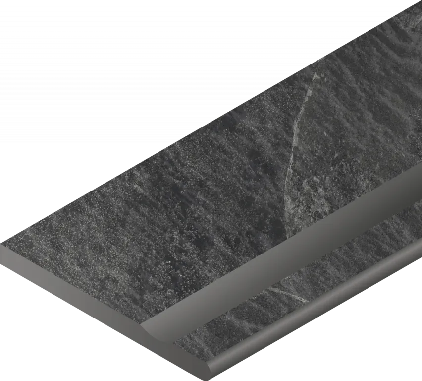 Бортик Италон Материя x2 Титанио с выемкой закругленный правый 620090001200 черный 30x120