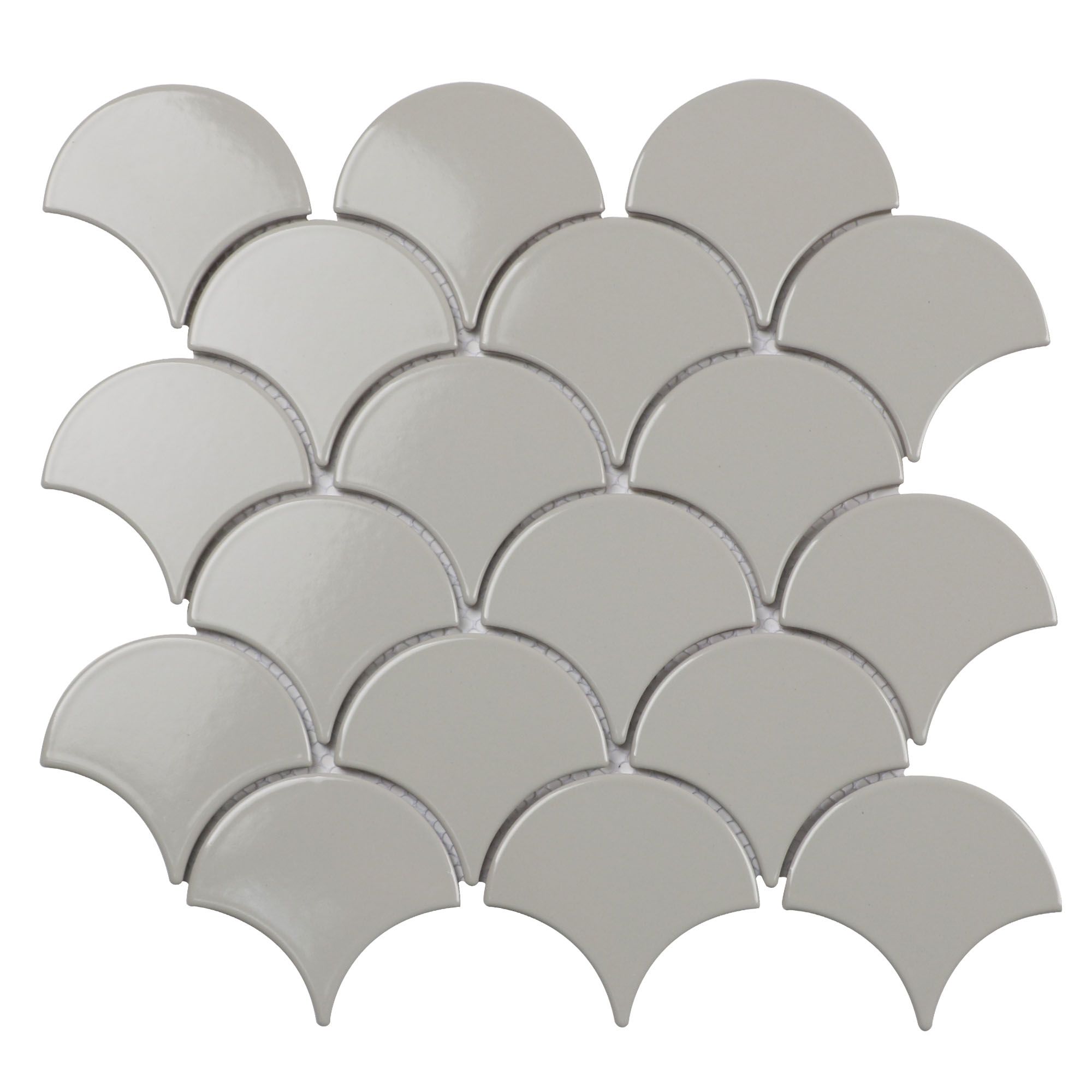 Мозаика fan shape light grey glossy 27,4x29,3