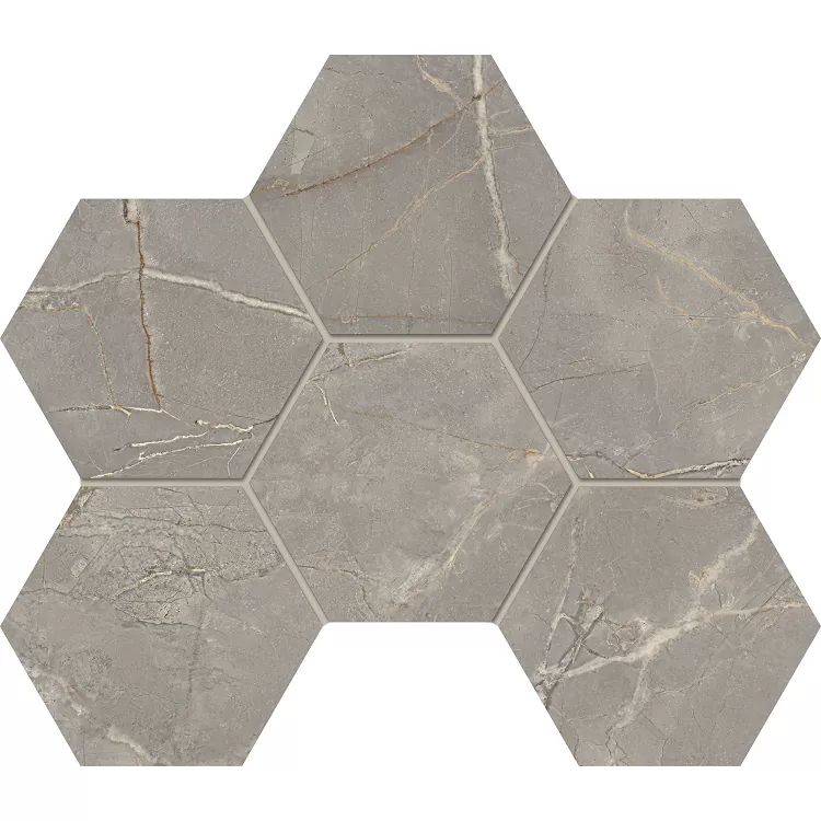Мозаика estima br03 bernini hexagon grey серый полированный 25x28.5