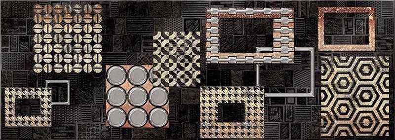 Керамическая плитка commesso nero geometria decor 25,1x70,9