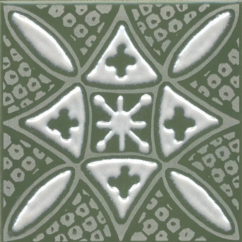 Керамическая плитка Декор kerama marazzi kmd3sta019gn Бахия 2 зеленый глянцевый 9.8x9.8