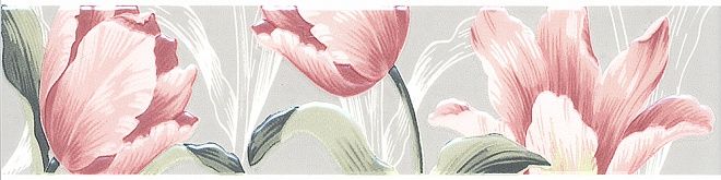 Керамическая плитка бордюр норфолк цветы серый 7,2x30