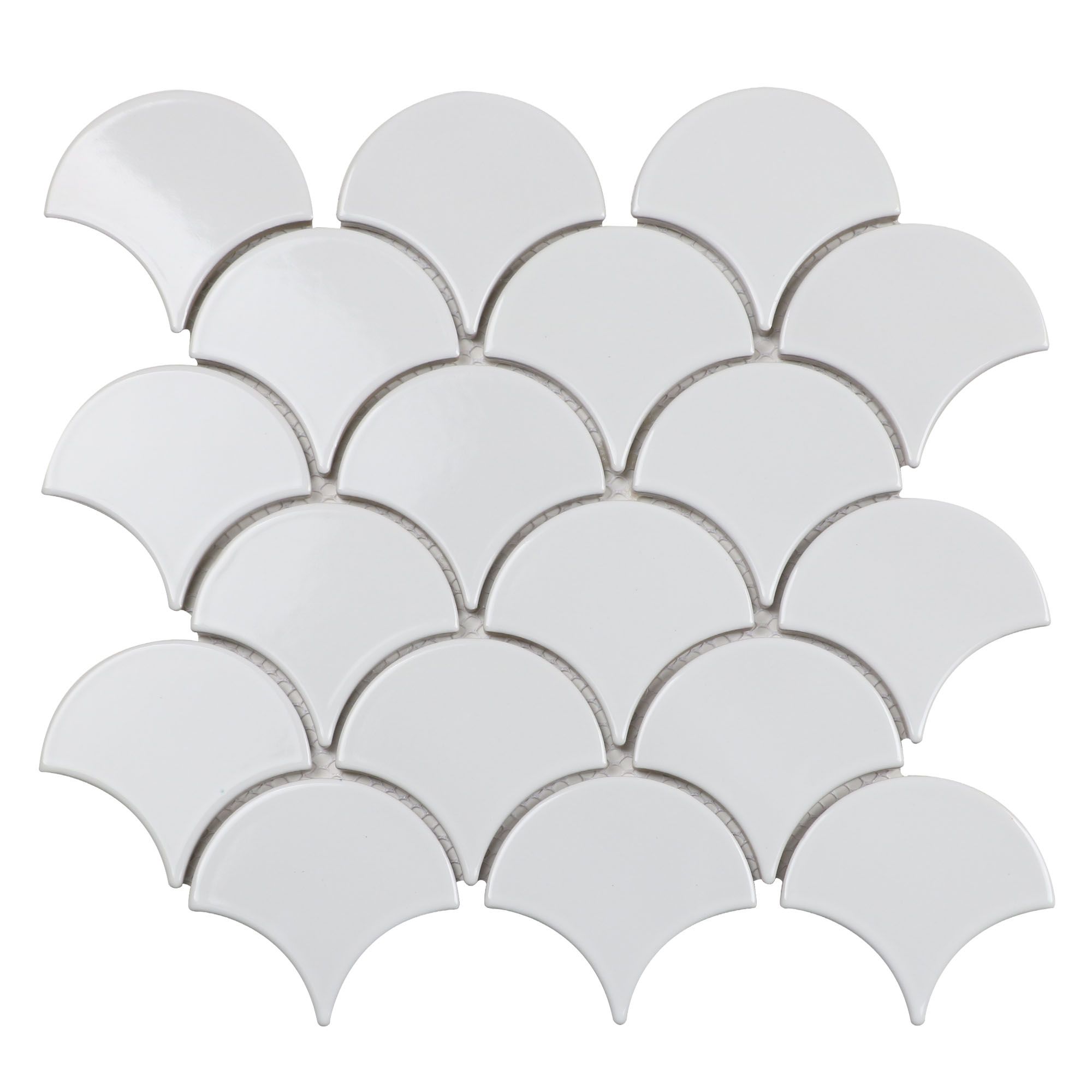 Мозаика fan shape white glossy 27,4x29,3