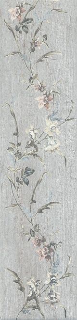 Керамогранит Кантри Шик серый декорированный 9,9x40,2