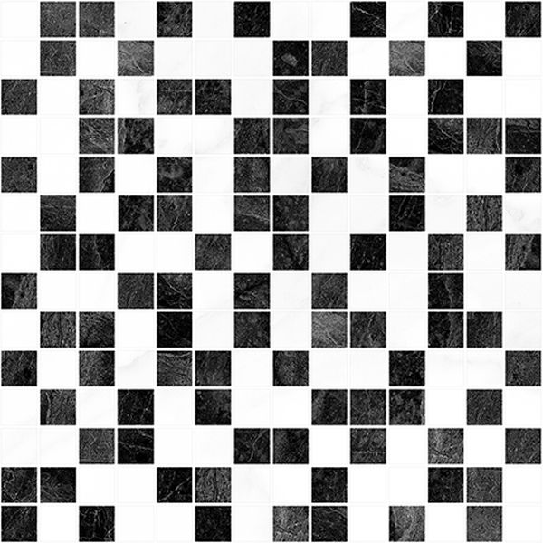 Мозаика crystal чёрный+белый 30x30