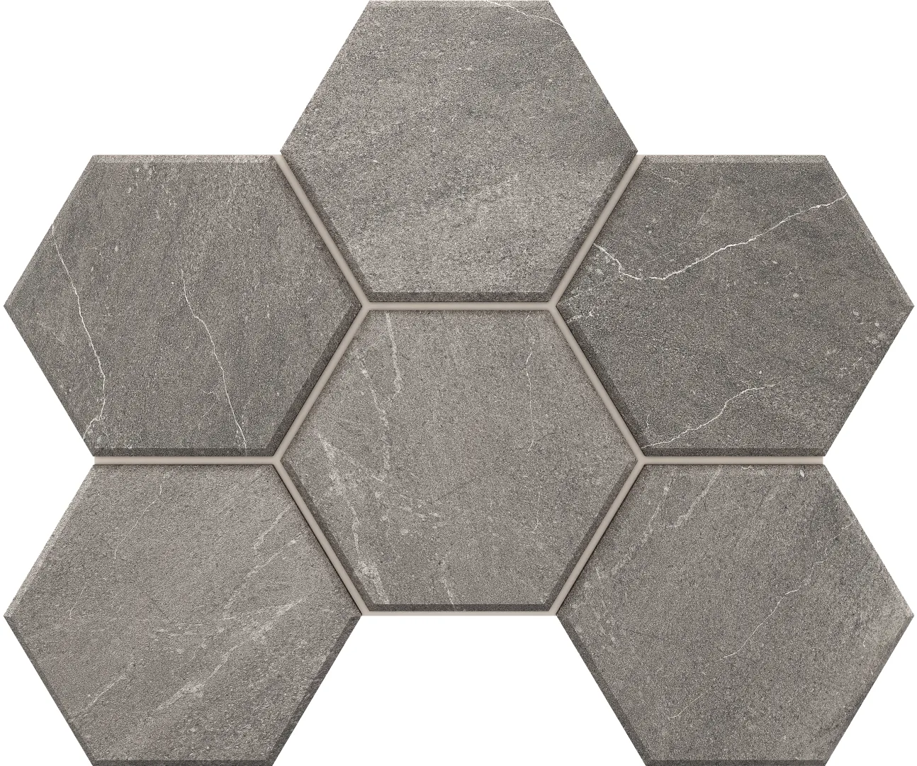 Мозаика estima gb02 gabbro hexagon grey серый 25x28.5