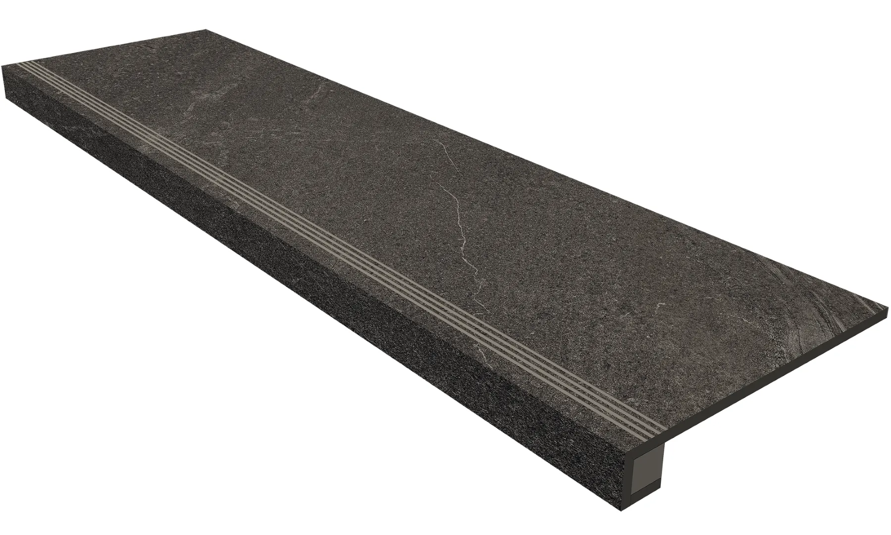 Ступени Комплект estima gb03 gabbro anthracite (Ступень 33x120 непол. прямоугол. бортик с насечками + Подступенок 14,5x120) 33x120