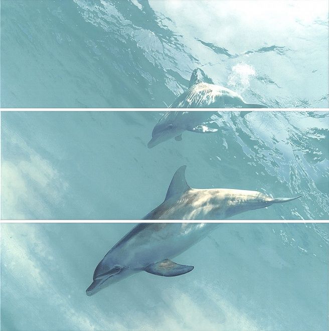Керамическая плитка Панно Искья Дельфины обрезной 75x75