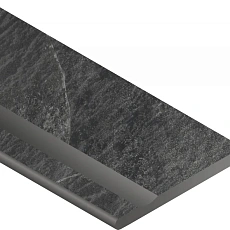 Бортик Италон Материя x2 Титанио с выемкой закругленный левый 620090001202 черный 30x120