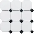 Мозаика octagon big Вайт/black Матт 30x30
