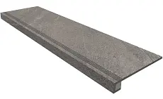 Ступени Комплект estima gb02 gabbro grey (Ступень 33x120 непол. прямоугол. бортик с насечками + Подступенок 14,5x120) 33x120
