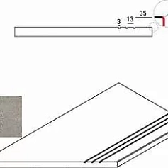 Керамогранит Ступень Италон Дискавер x2 grey bordo grip sx левый 30x60 30x60