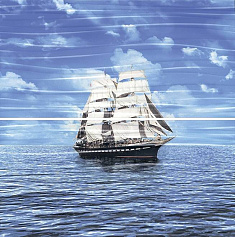 Керама Марацци Панно Тиррено Фрегат обрезной синий для ванной