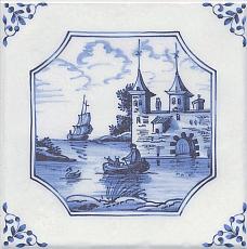 Керамическая плитка декор английский делфт крепость 20x20
