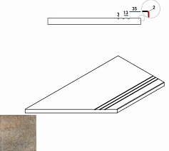 Италон ЭМЕРАЛЬД БОРТИК 30X60 ГРИП ЛЕВ коричневый для крыльца для улицы