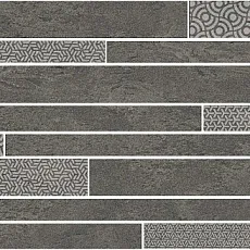 Керамогранит Декор Ламелла серый темный мозаичный 25x50,2