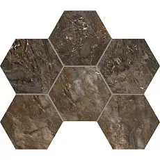Мозаика estima br04 bernini hexagon dark brown коричневый полированный 25x28.5