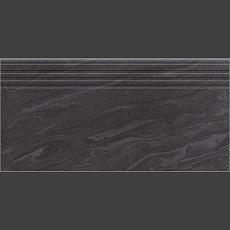 Ступени Амба Черный с насечками 30x60