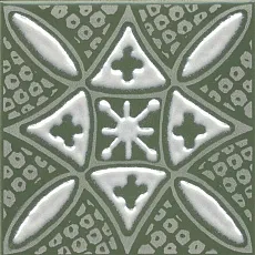 Керамическая плитка Декор kerama marazzi kmd3sta019gn Бахия 2 зеленый глянцевый 9.8x9.8