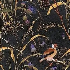 Керамическая плитка Декор Астория Птицы черный обрезной 25x75